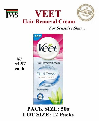12 X Veet Hair Removal Cream 50g Sensitive Skin Aloe Vera Vitamin