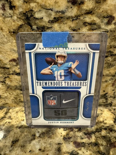 2022-23 National Treasures Justin Herbert Tremendous Treasures Laundry Tag 1/1 
