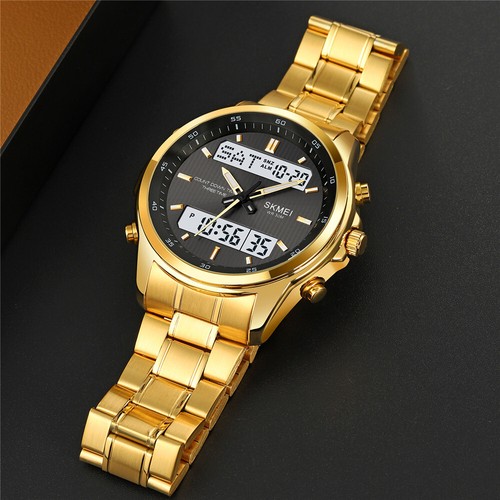 SKMEI Men Quartz Watch Silver Steel Digital Wristwatch Male Sport LED Watches - Picture 9 of 32