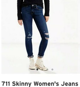 Levi's 711 para mujer Pantalones Skinny Jeans Mediados de subida Rasgada  Talla 18M (38\