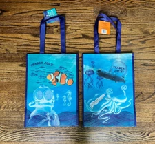 TRADER JOE'S ECO Reusable Shopping Grocery Bag - OCEAN/MARINE LIFE Themed NWT