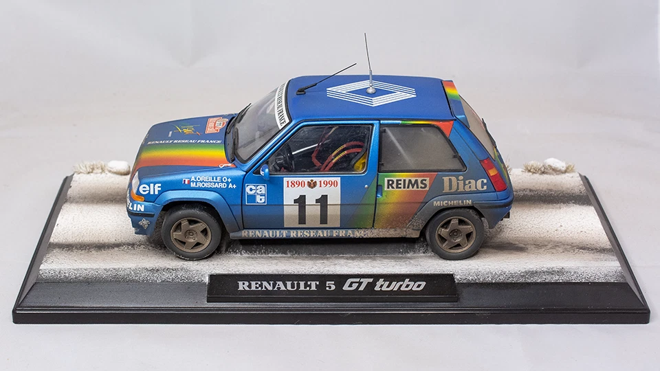 1:18 gealtert Diorama Renault 5 GT Turbo Oreille Rallye Monte