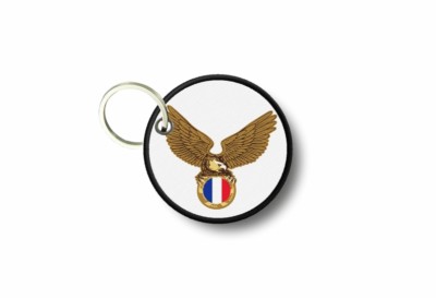 Schlüsselanhänger Schlüssel Stickerei Patch Aufnäher Biker Biker Adler Flagge Frankreich