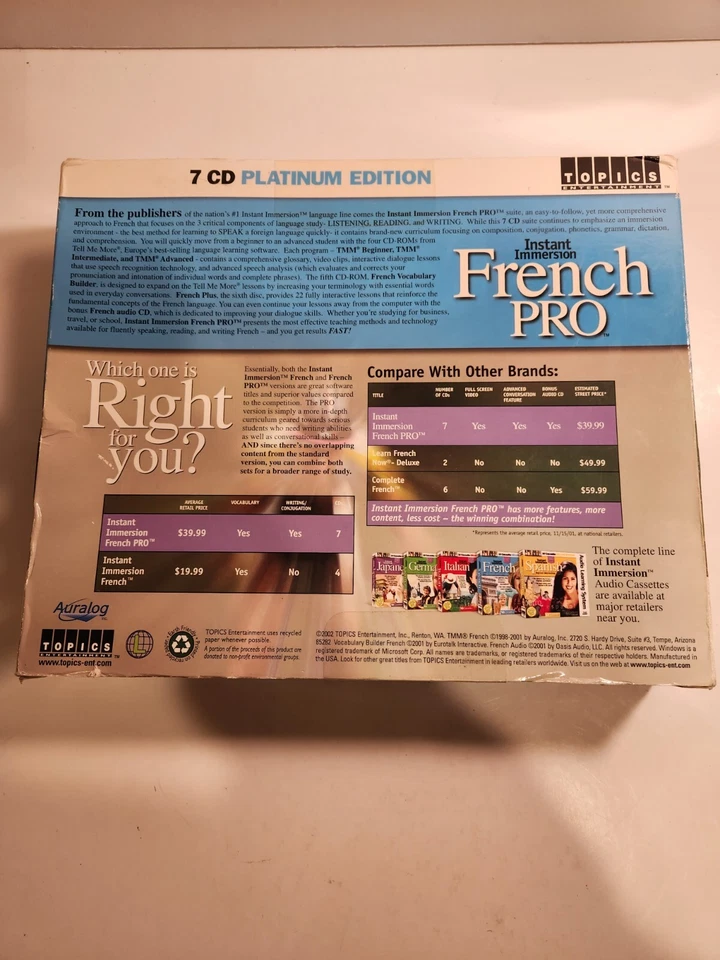 French PRO Instant Immersion 7 CD Set Platinum ED EURO METHOD language used NEW! - Image 2 of 4