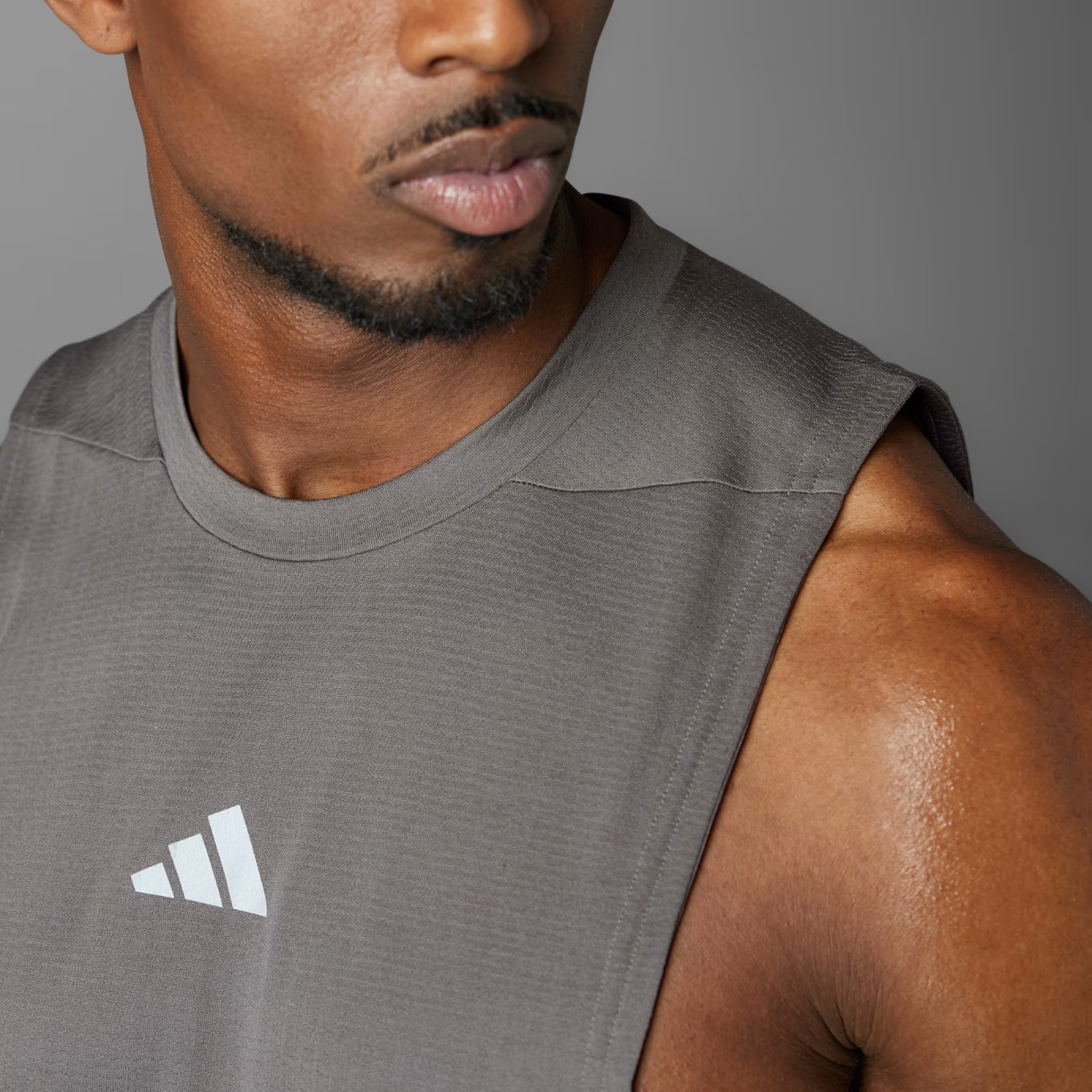 Adidas 2XL Mens Tank Top Grey Training Workout HEAT.RDY Cooling Shirt IS3712 NWT thumbnail 7