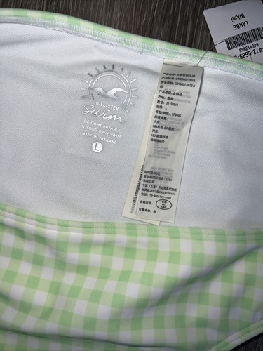 Hollister Bikini Bottoms Size Large New Tags Green White Checks - Picture 5 of 9