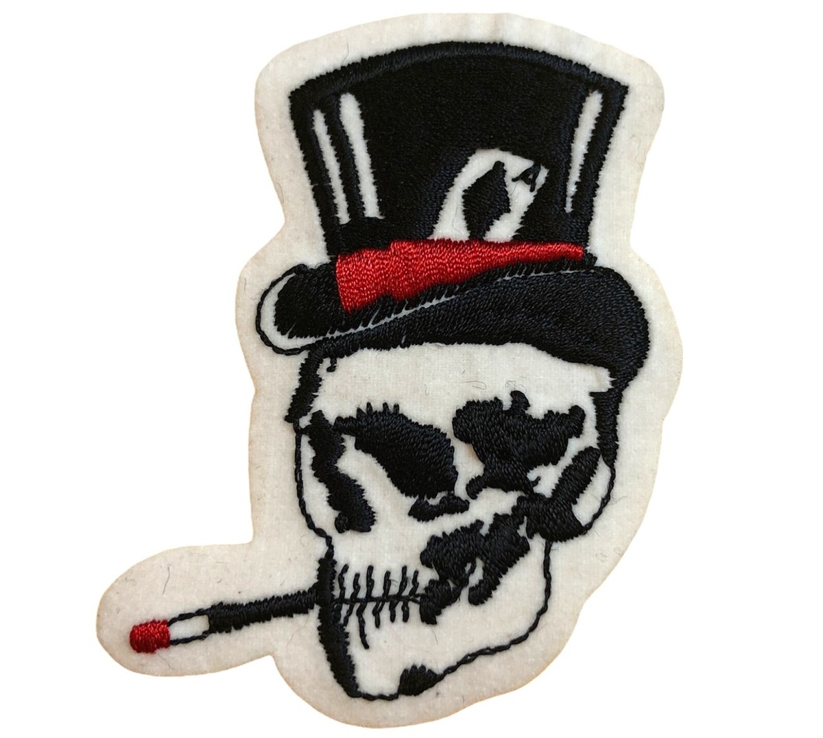 Skull Top Hat Cross Bones Death 4 Inch Embroidered Patch Skull Top Hat Cross Bones Death 4 Inch Embroidered Patch
