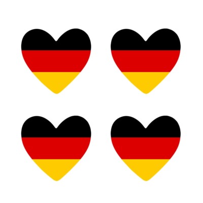 Set 4 x Deutschlandflagge Herz Bügeltransfer für Stoff Deutschland Team Support