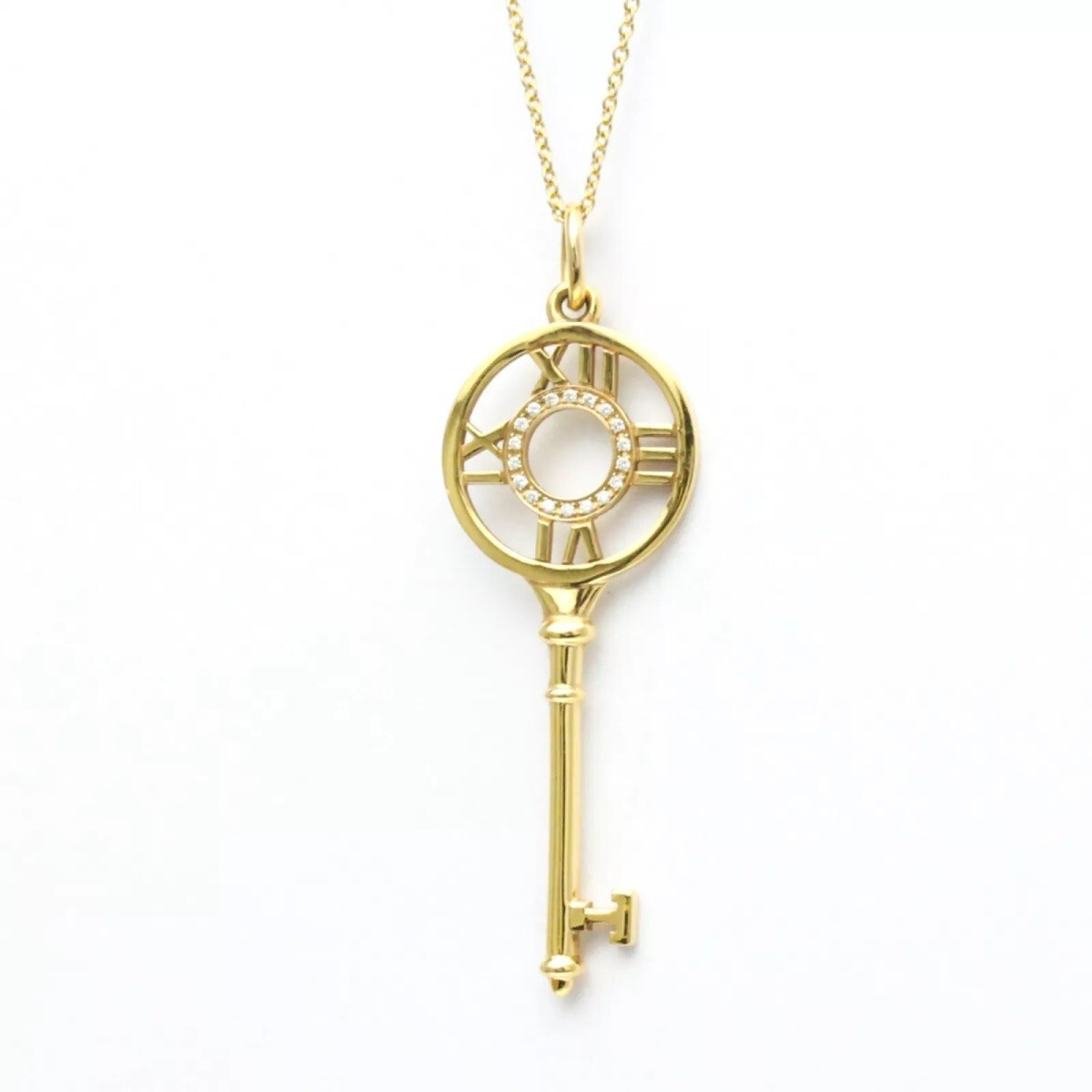 Tiffany & Co ATLAS KEY 18K ネックレス【ランク:A】 TIFFANY & Co. Atlas 18K Gold Diamond Key Pendant Necklace | eBay