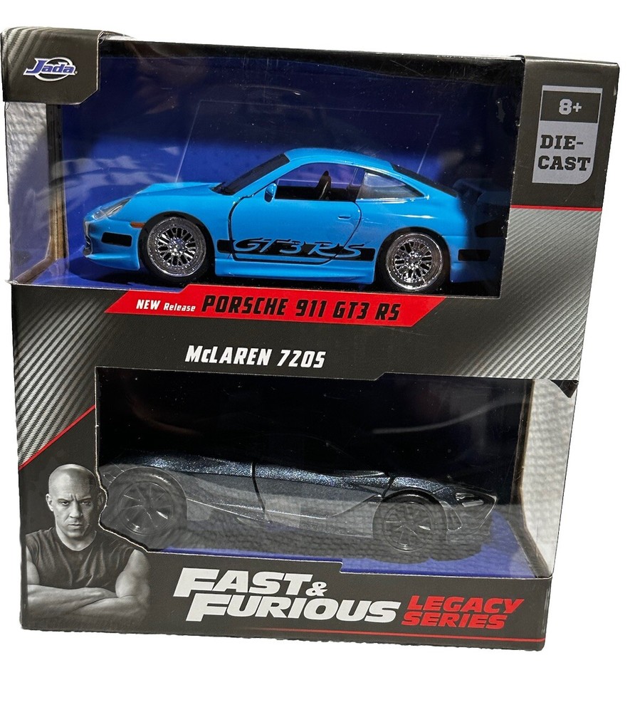 FAST & FURIOUS LEGACY DIE-CAST MODEL CARS 1:32 PORSCHE 911 GT3 RS & MCLAREN 720S