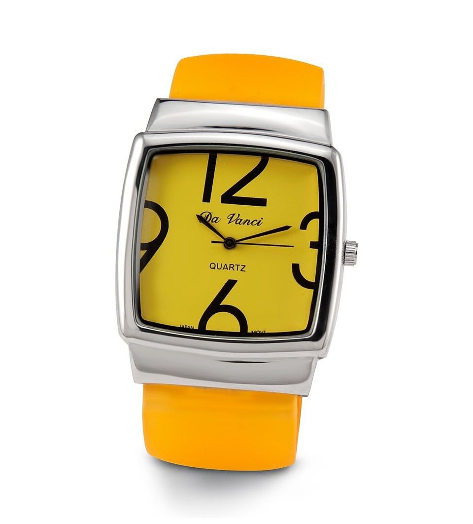 Ladies Quartz Yellow Plastic Silver Tone Bracelet Watch-d2508ylworg