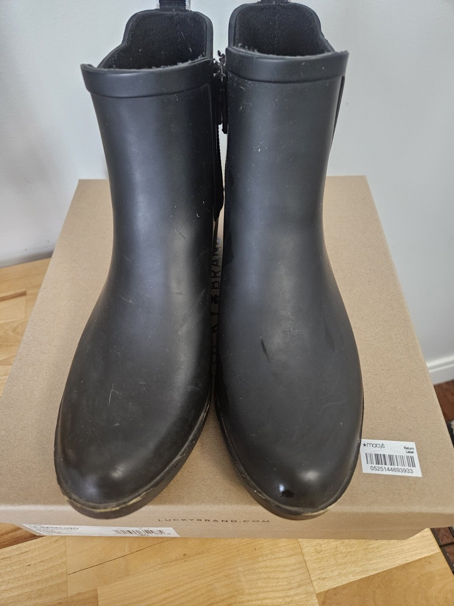 Lucky Brand Basel Rain Boot Womens Size In Black Booties Ankle Boot