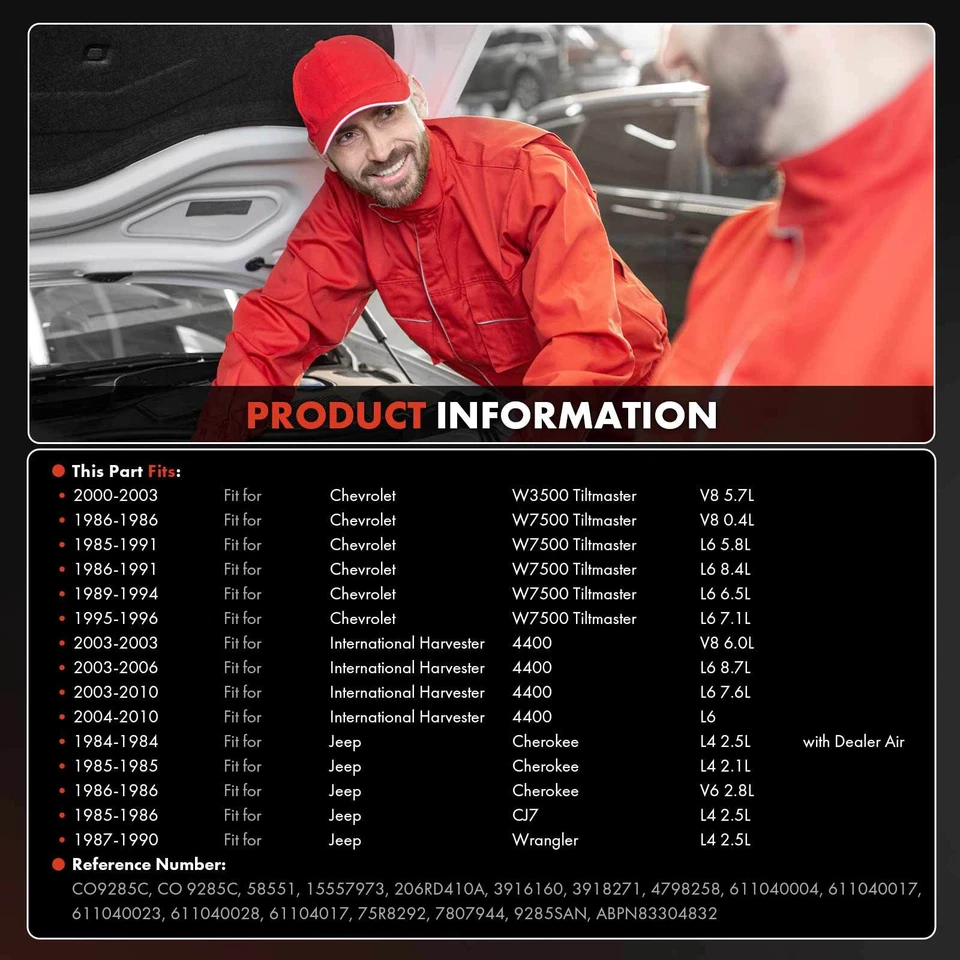 Compresor de aire acondicionado con embrague para Chevy W3500 W7500 Tiltmaster Jeep Cherokee CJ7 Foto 3 de 4