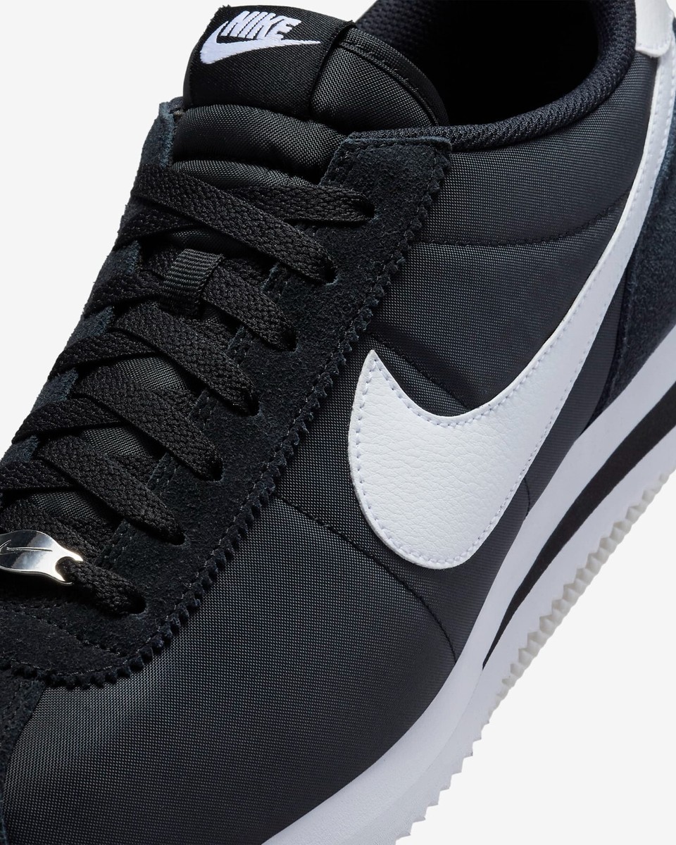 靴 Nike Cortez Textile Men's Shoes Black 25 NIKE CORTEZ TXT BLACK/WHITE TEXTILE NYLON SUEDE CLASSIC