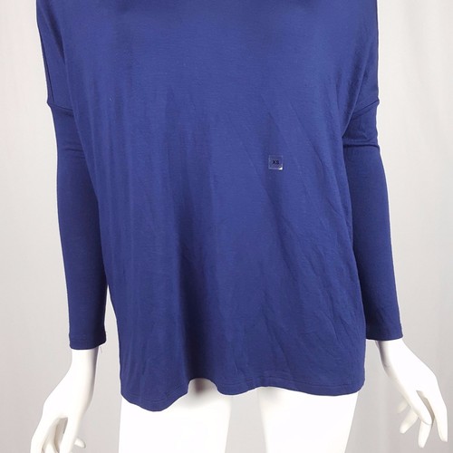 Express Top Damen Größe XS 3/4 Arm Oversize High Low V-Ausschnitt Stretch Blau Neu - Bild 3 von 6