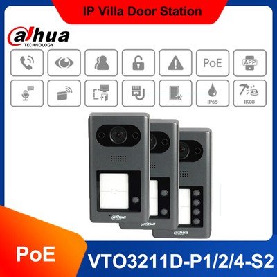 Dahua VTO3211D-P1/P2/P4-S2 IP 1/2/4-button Villa Door Station Two Way Audio PoE