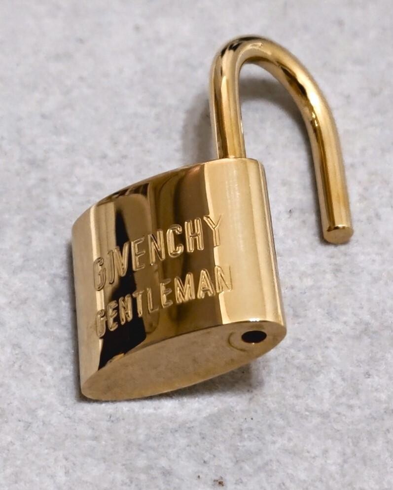 GIVENCHY Padlock Keyring Gold Color Logo Engraved Keychain
