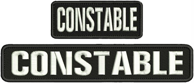 CONSTABLE mbroidery patch 2X11 and hook on back  black  background  white