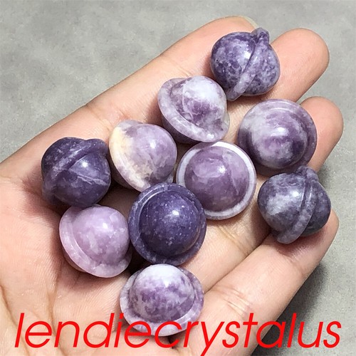 20pcs Natural Purple mica Lepidolite planet Skull Quartz crystal Sphere Healing - Picture 2 of 12
