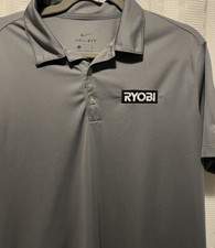 Nike Dri Fit Gray Polo With Ryobi Logo On Chest Size Small