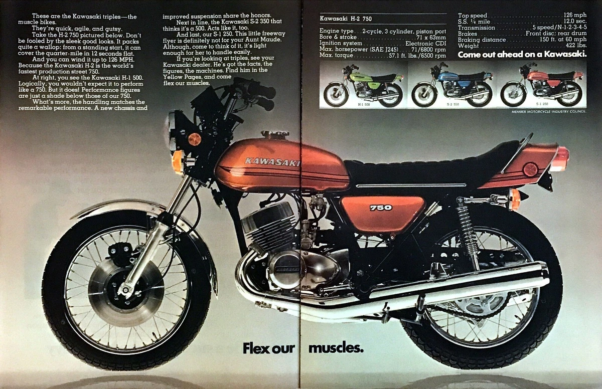 1973 Kawasaki H 2 750 Motorcycle photo Flex Our Muscles 2 page