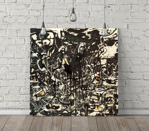 JACKSON POLLOCK 12 SQUARE CANVAS WALL ART FLOAT EFFECT/FRAME/POSTER PRINT-BLACK