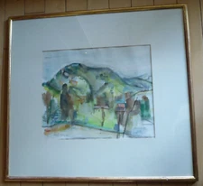 CARLO RINGIER, LISTED SWITZERLAND VINTAGE LANDSCAPE WATERCOLOR SIGNED MODERN ART