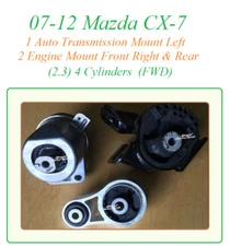  07-12 Fit Mazda CX-7 2.3L4 FWD Auto Transmission Engine Motor Mount Front Rear 