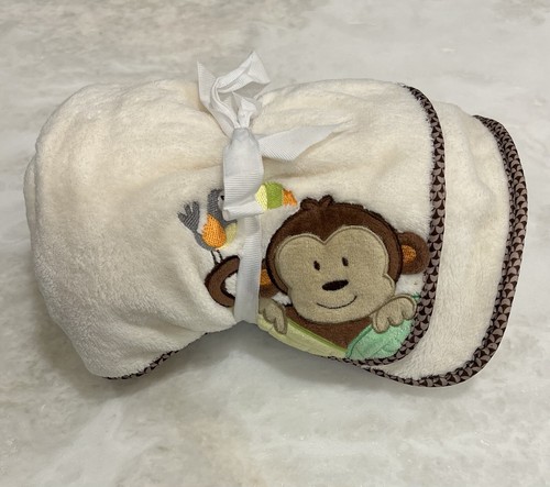 Garanimals Baby Blanket Monkey Toucan Fleece Cream, Brown Trim SOFT Gar- Animals - Picture 10 of 11