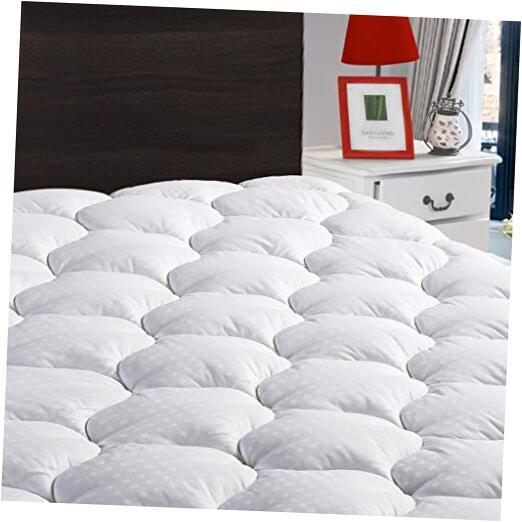Mattress Pad Cover Cooling Mattress Topper Cotton Top Pillow Top Queen White