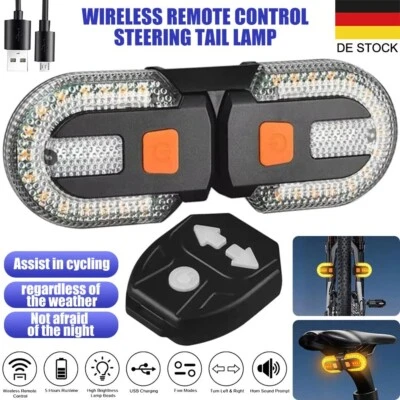 MARKENLOS Fahrrad Blinker LED Bicycle Rear Signal Light mit Fernbedienung 5 Modi USB IPX5