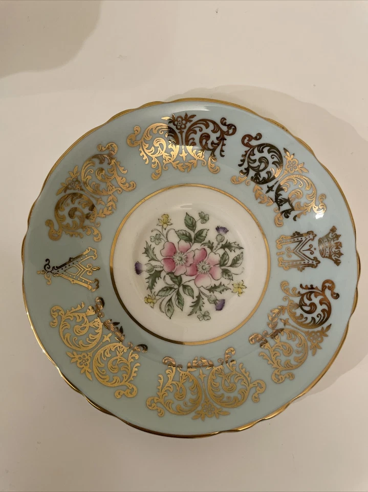 Paragon Tea Cup and Saucer Gold Blue Flower Commemorate wedding A M - Image 4 of 4