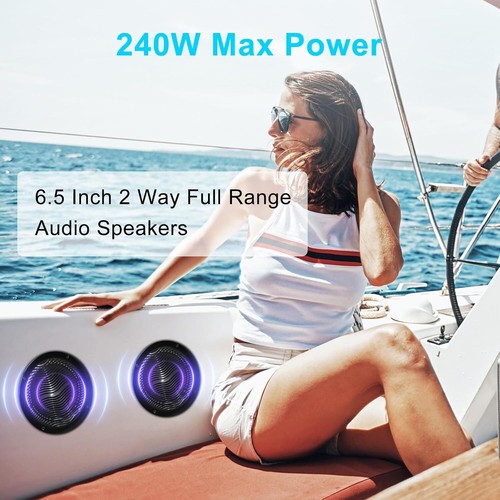 6.5" Marine Stereo Speakers Waterproof Flush Mount Audio Boat ATV UTV golf cart - Picture 3 of 12