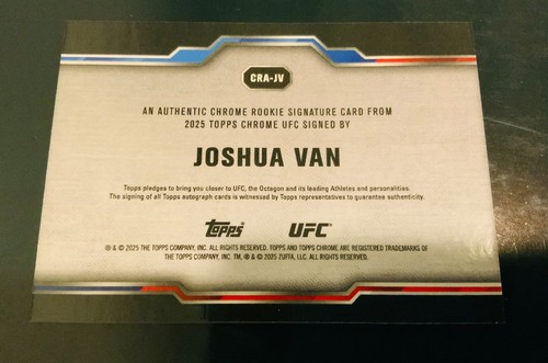 2025 Topps Chrome UFC Joshua Van Chrome Rookie Auto RC #CRA-JV - Picture 2 of 2