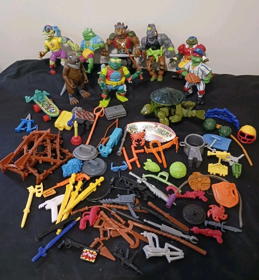 De Colección TMNT 9 Figuras de Acción Enorme Lote Accesorios Villians Tortugas Armas Astilladas Foto 2 de 4