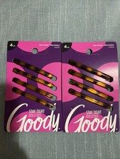 Goody Stay Tight Hair Barrettes 4 Ct Mock Tort SlideProof Flat Clips 2 Pack