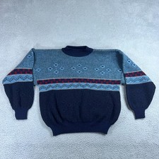 Vintage Knit Sweater Made In Italy Geometric Pullover 80's 90's Large Grandpa