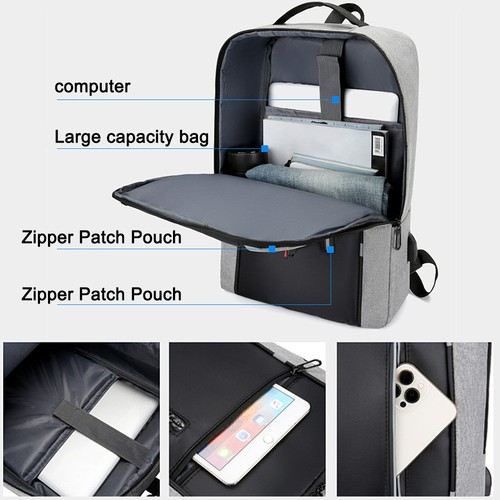 RED Backpack Camping Travel Bag Business Daypack With USB Charging Port Fit DW - Afbeelding 11 van 12