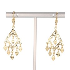 1 7/8" Filigree Chandelier Dangle/Drop Pair Earrings 14k Yellow Gold 4.24 Grams