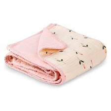 Muslin Baby Blanket Crib Blanket, Double-Sided for Girls, 40x40 Inch - Pink 