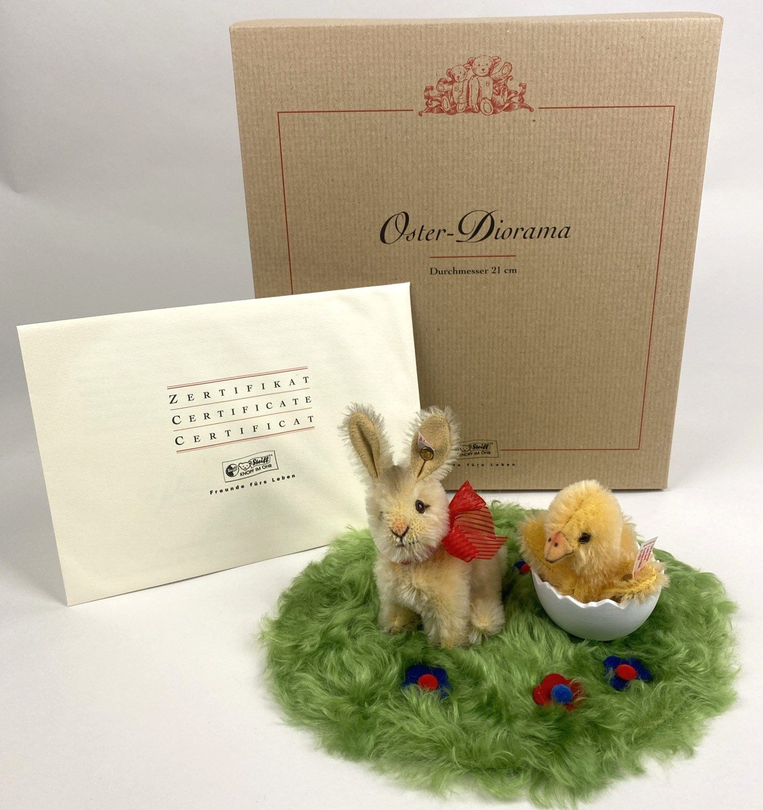 Steiff 2004 Easter Diorama - Ltd Edition - Rabbit & Chick - 21cm - EAN:038228
