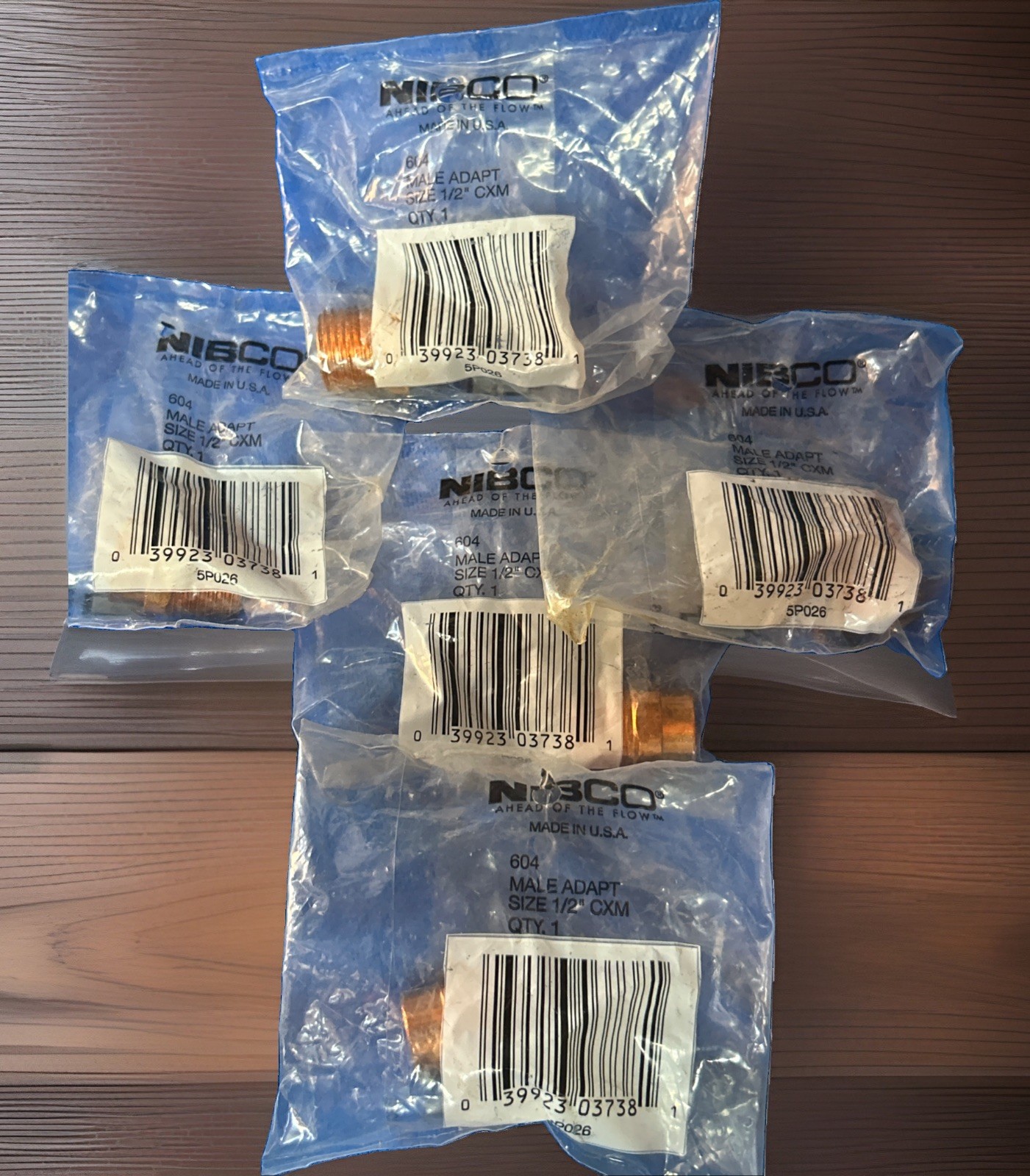 Lot of 5 NIBCO 604 3/4” Copper Male Adapter C x MIP Sweat Fitting USA NOS