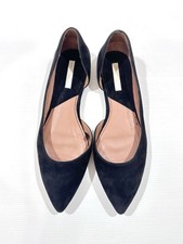 Black suede pointed flats ballet shoes UK5
