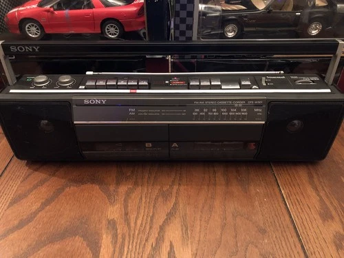 Sony CFS-W301 Sound Rider Dual Cassette Recorder AM-FM Stereo Radio w/Cord