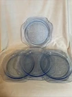 4 Indiana Glass Federal Blue Dinner Plates Madrid Depression Glass Pattern 10.5"