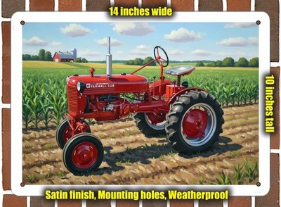 Metal Sign - 1948 Farmall Cub Tractor 1 Oil Painting - 14x10