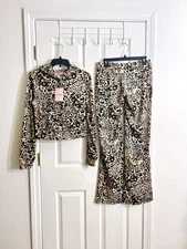 Juicy Couture Size M Ocelot Velour Bling Tracksuit Set – Hoodie & Pants NWT