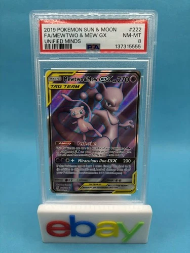 2019 Unified Minds Mewtwo & Mew GX #222 PSA 8