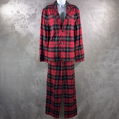 Simone Rocha X H&M Plaid Pajama Set Womens Size XS Red Sleepwear Lounge Set