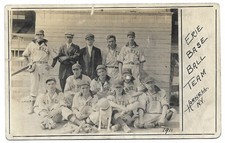 Baseball: 1911 Hornell, NY; Erie Railroad Machine Shop Team; Real Photo Postcard